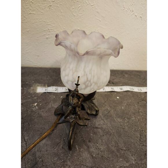 VINTAGE ORNATE CHERUB ANGEL BLOWING HORN LAMP / NIGHT‎ LIGHT - Picture 6 of 10